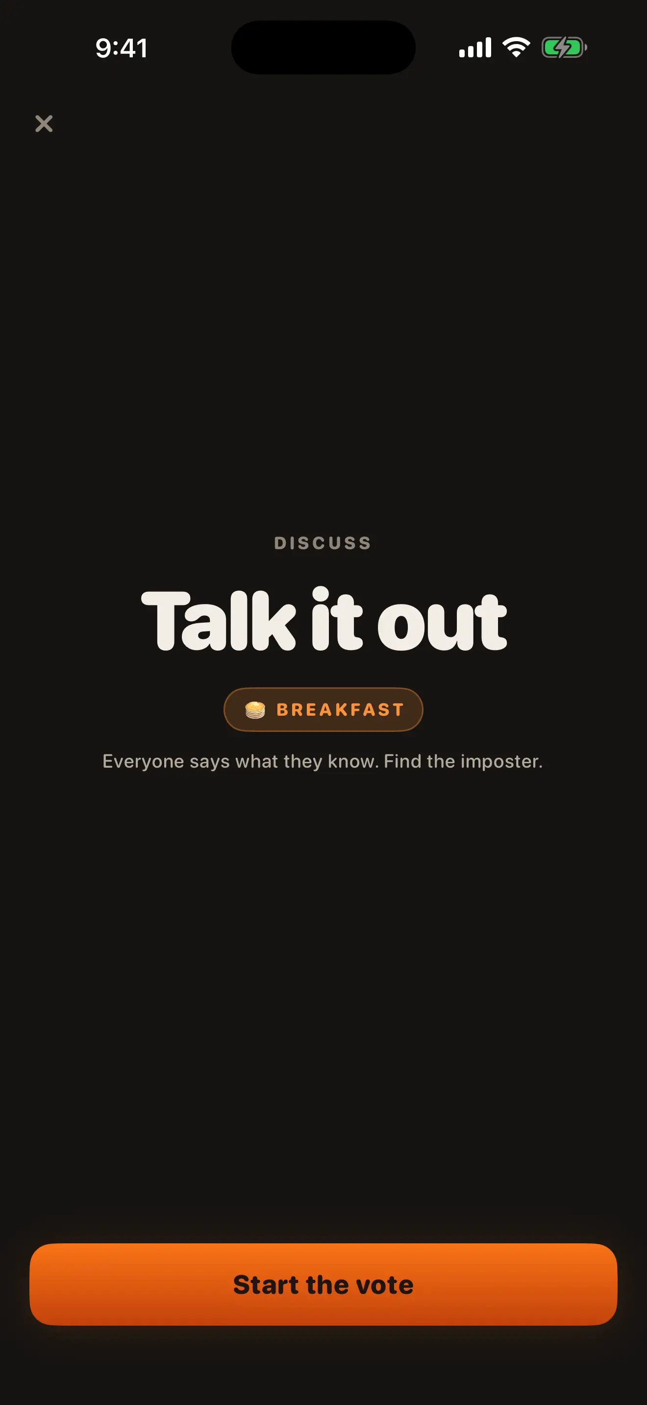 The discussion screen: Talk it out, category Breakfast.